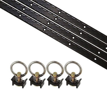 Us Cargo Control 8 Piece 4' L Track Tie Down System- Black APK8BL